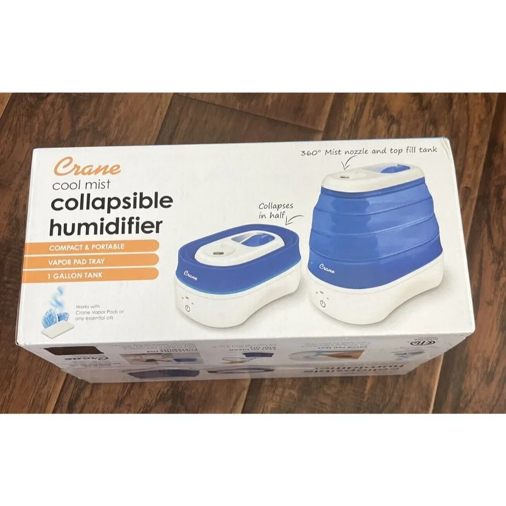 Crane Collapsible Cool Mist Humidifier for Bedroom and Office, 1 Gallon Portable
